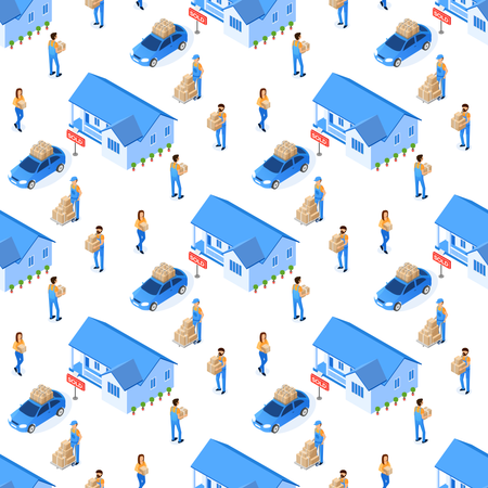 Transportation Things on Car Seamless Pattern  イラスト