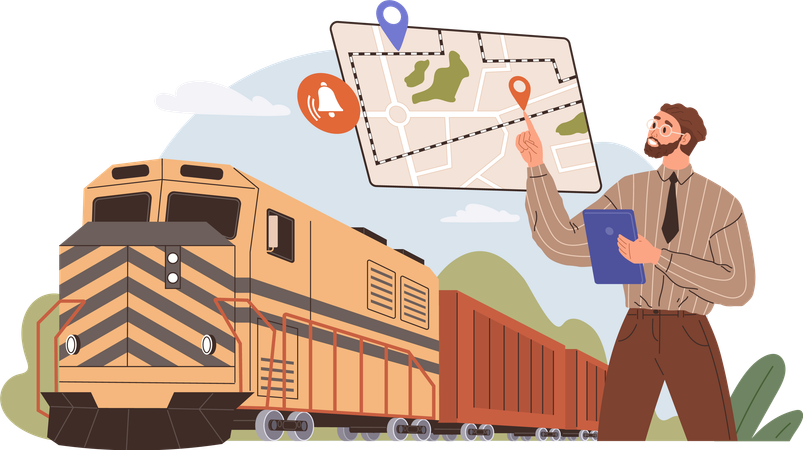 Transporte de envíos por ferrocarril  Ilustración