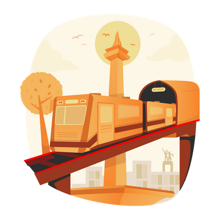 Transporte en tren elevado  Ilustración