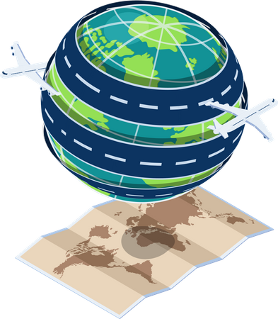Transporte global e viagens pelo mundo  Ilustração