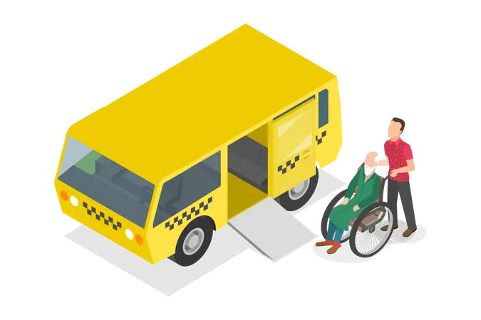 Transporte para pessoas com deficiência  Ilustração