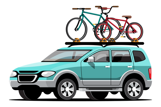 Transporter des vélos dans les voitures  Illustration