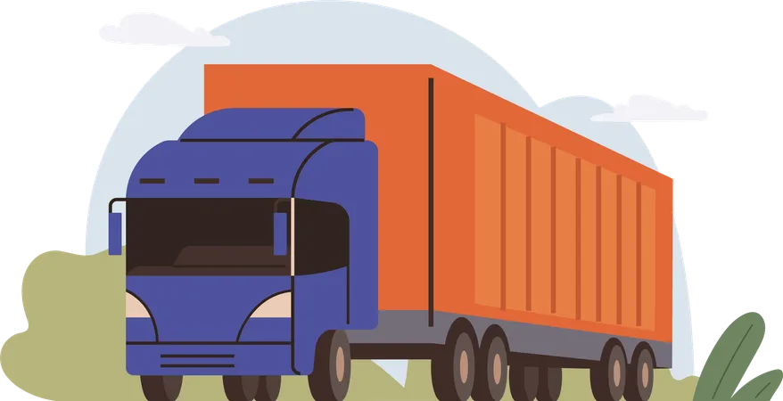 Wagon With Trailer For Transporting Goods Worldwide Vehicle For Transportation And Shipping Delivery Of Parcels By Transport Postal Cargo Truck For Logistics Retail Distribution Shipment Illustration
