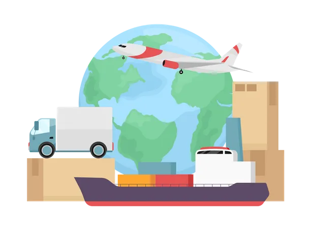 Transports for global delivery Illustration