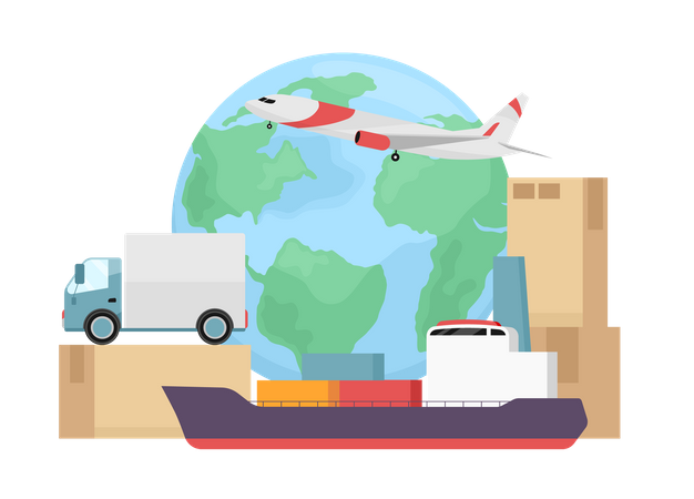 Transports for global delivery  Illustration