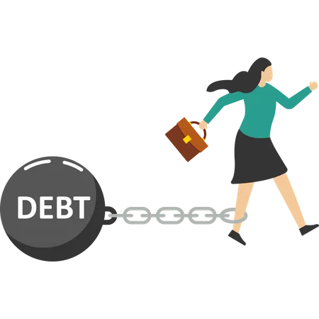 A Woman Shackled By Debt This Design Is Suitable For Debt Bank Bank Interest And Usury Illustration