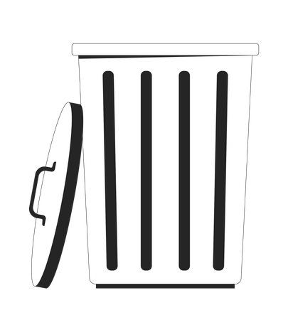 蓋が開いたゴミ箱  イラスト