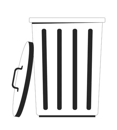 Trash can with open lid  Illustration