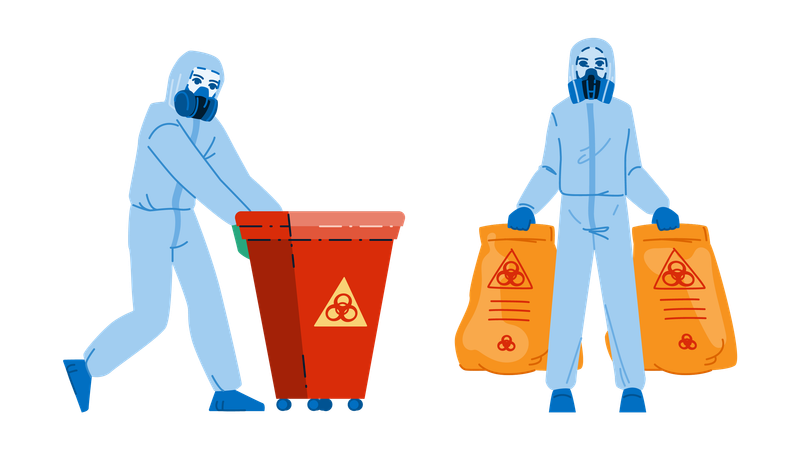 Trash hazardous waste management  イラスト