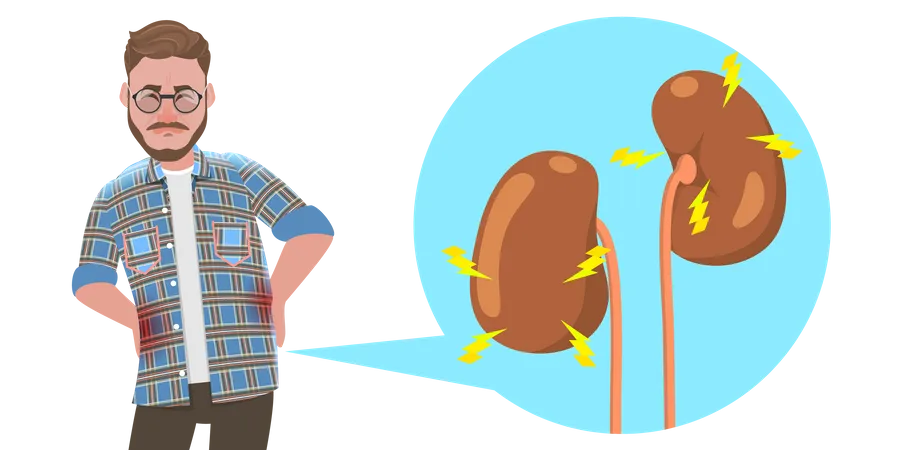 Ilustracion Conceptual De Vectores Planos 3 D De La Enfermedad De Calculos Renales Trastornos Del Sistema Urinario Ilustración
