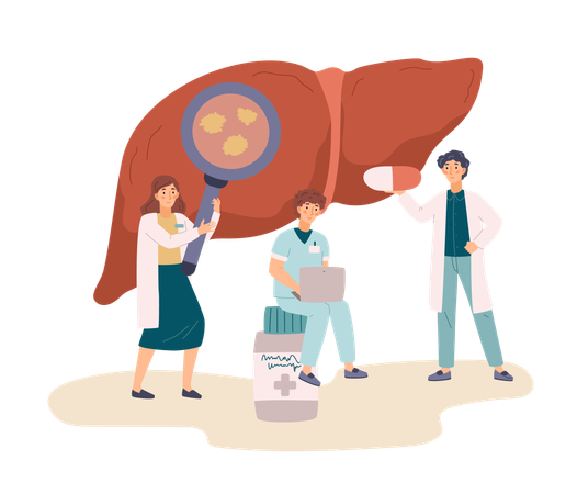 Tratamiento de la hepatitis hepática realizado por médicos  Illustration