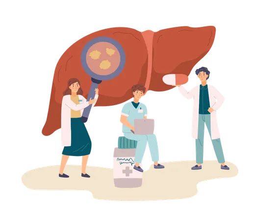 Tratamiento de la hepatitis hepática realizado por médicos  Illustration