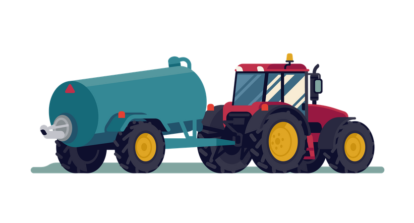 Trator com tanque de chorume  Ilustração