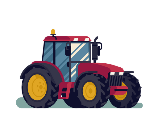 Trator compacto de campo agrícola moderno  Ilustração