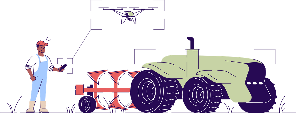 Trator drone autônomo  Ilustração