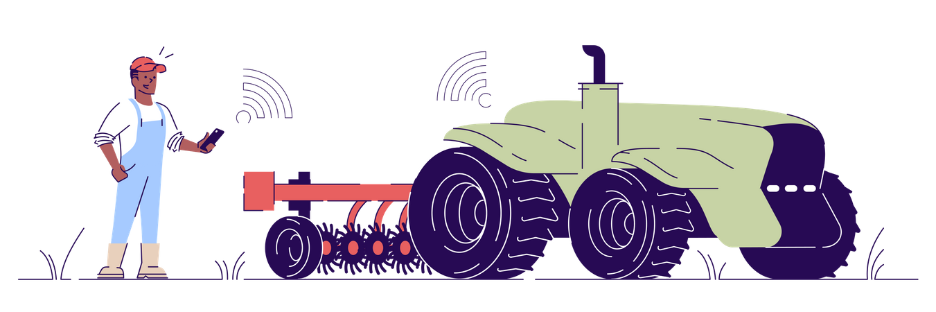 Trator sem motorista  Ilustração