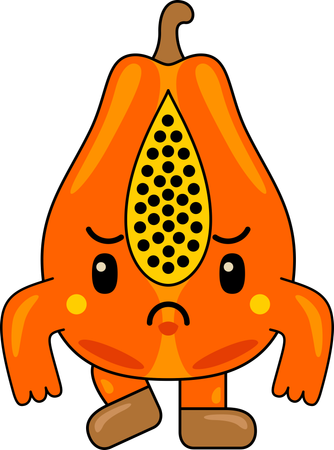 Trauriges Papaya-Maskottchen  Illustration