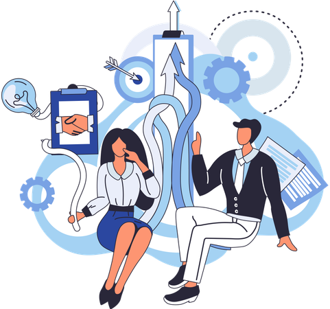 Travail d'équipe avec team building  Illustration