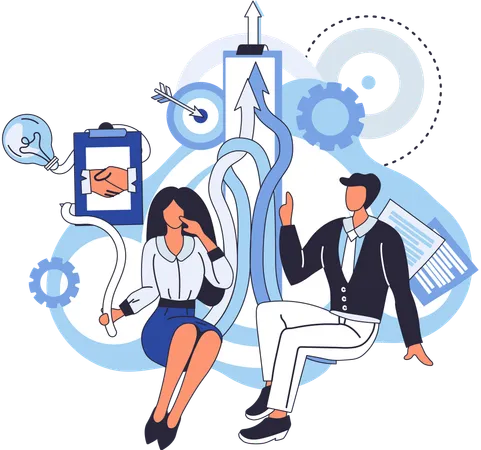 Travail d'équipe avec team building  Illustration