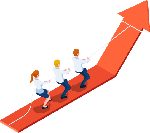 Croissance de l'entreprise par le travail d'équipe  Illustration