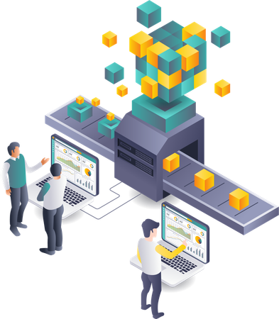 Travail d'équipe dans le développement de la blockchain  Illustration