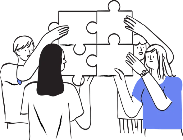 Travail d'équipe, team building  Illustration