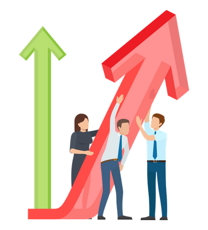 Travail d'équipe travaillant pour la croissance de l'entreprise  Illustration