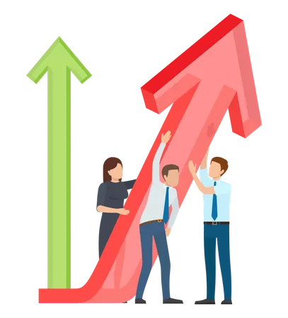 Travail d'équipe travaillant pour la croissance de l'entreprise  Illustration