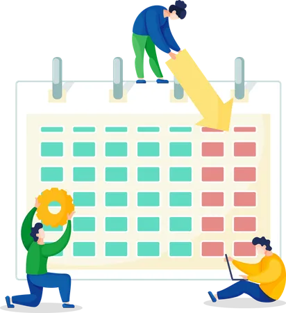 Équipe travaillant sur la gestion des plannings  Illustration