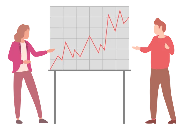 Équipe travaillant sur l’analyse de la croissance  Illustration