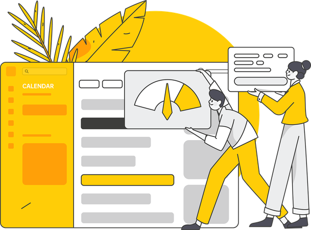 Équipe travaillant sur l'optimisation du site Web  Illustration