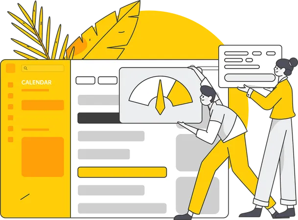 Équipe travaillant sur l'optimisation du site Web  Illustration