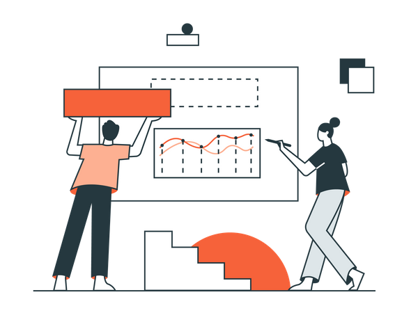 Équipe travaillant sur la présentation  Illustration