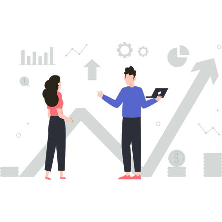 Équipe travaillant sur l’analyse commerciale  Illustration