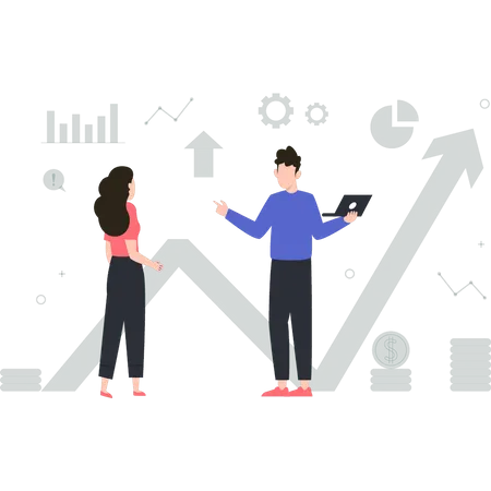 Équipe travaillant sur l’analyse commerciale  Illustration