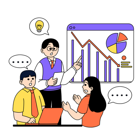 Équipe travaillant sur l’analyse commerciale  Illustration