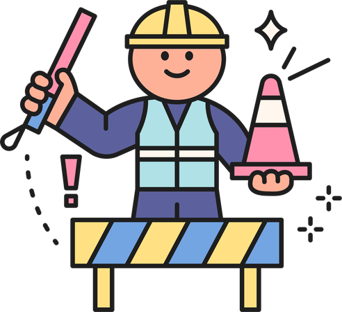 Travail masculin portant un casque de sécurité  Illustration