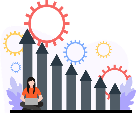 Entreprise travaillant sur l'analyse commerciale  Illustration