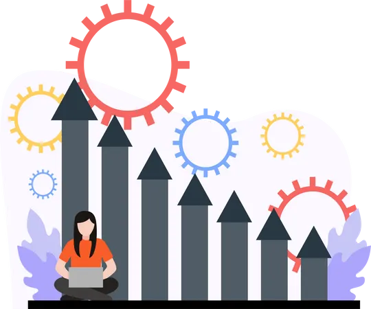 Entreprise travaillant sur l'analyse commerciale  Illustration