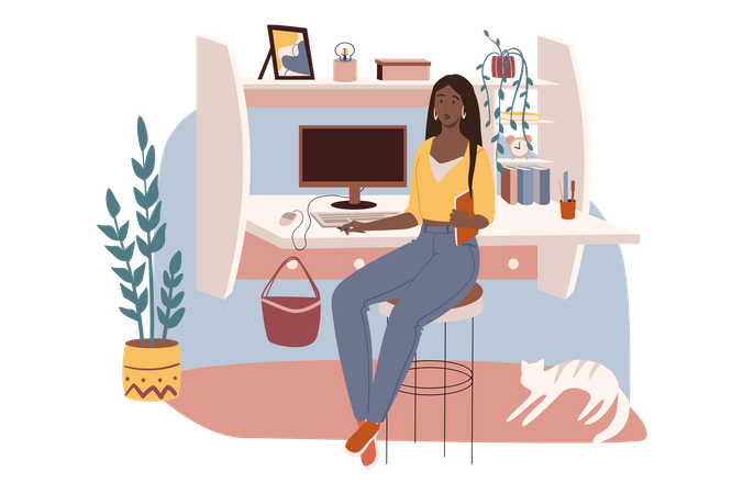 Travailler au bureau  Illustration