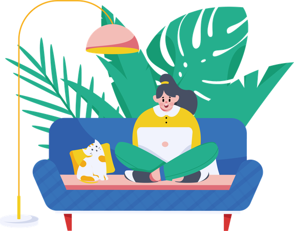 Travailleur occasionnel travaillant à domicile  Illustration