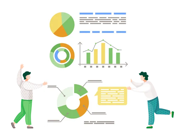 Travailleurs analysant des statistiques  Illustration