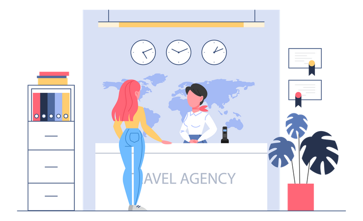 Travel agency reception Illustration