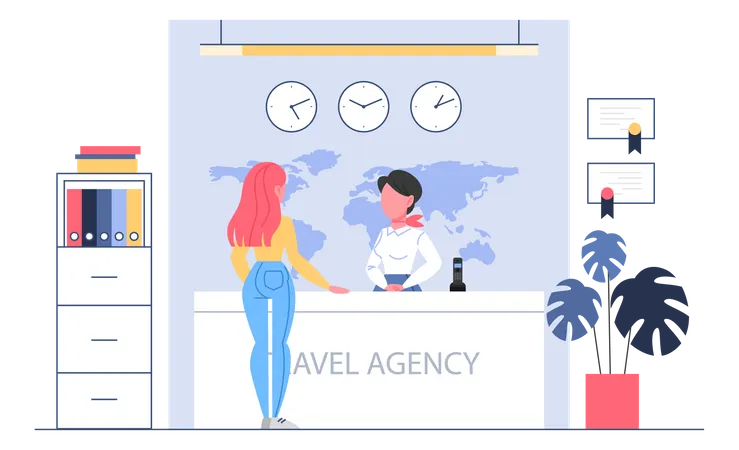 Travel agency reception  Illustration