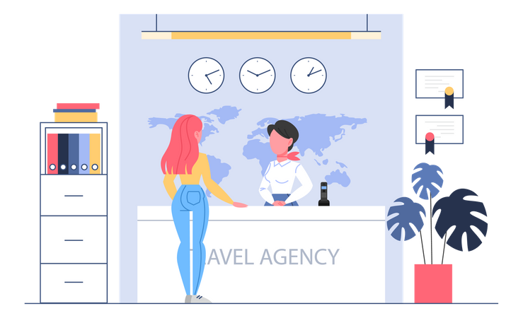 Travel agency reception  Illustration