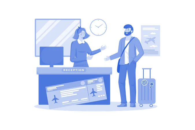 Travel agent assisting with bookings  Illustration