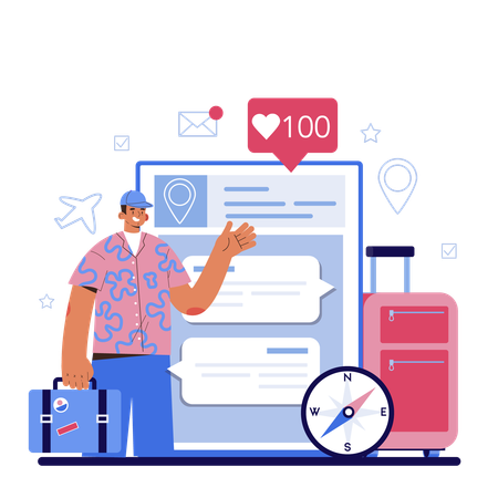 Travel agent selling tours  Illustration