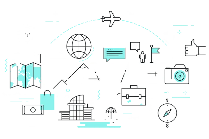 Travel and adventure tourism industry Illustration
