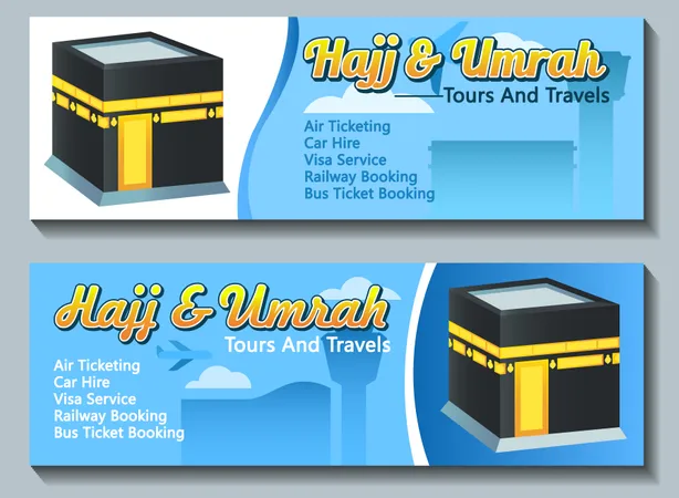 Travel Banner Of Hajj Pilgrim Tour Illustration