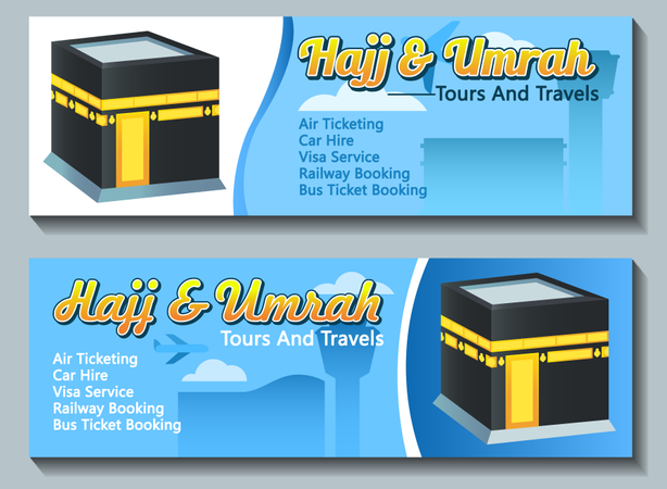 Travel Banner Of Hajj Pilgrim Tour  Illustration